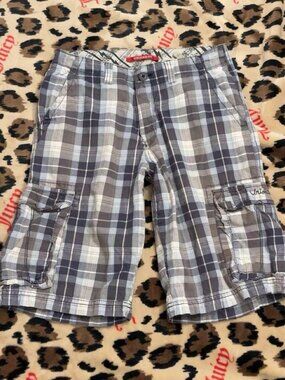 Vintage Y2K Union Bay blue &amp; white plaid shorts...